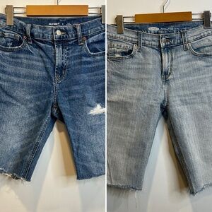 Bundle of 2 Old Navy Mid Rise Boyfriend Cut Off Bermuda Jean Shorts Denim